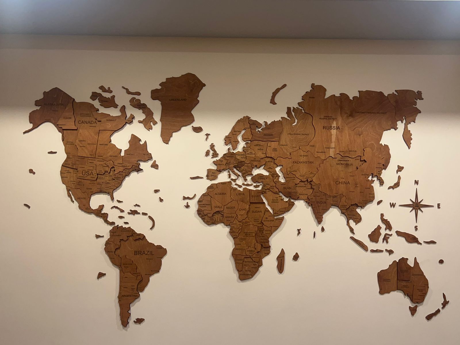 3D Wooden World Map Aurous Gold - Wooden Art Studio