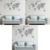2D Wooden World Map Pearly Silver