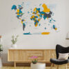 3D Wooden World Map Canary 2
