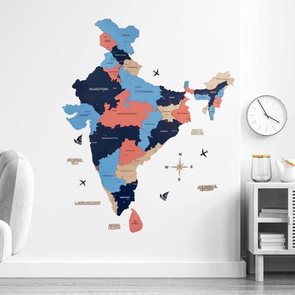 3D Wooden India Map Cotton Candy - Wooden Art Studio