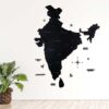 3D Wooden India Map Obsidian Black